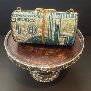 Embellished Clutch with Gold and Green Accents